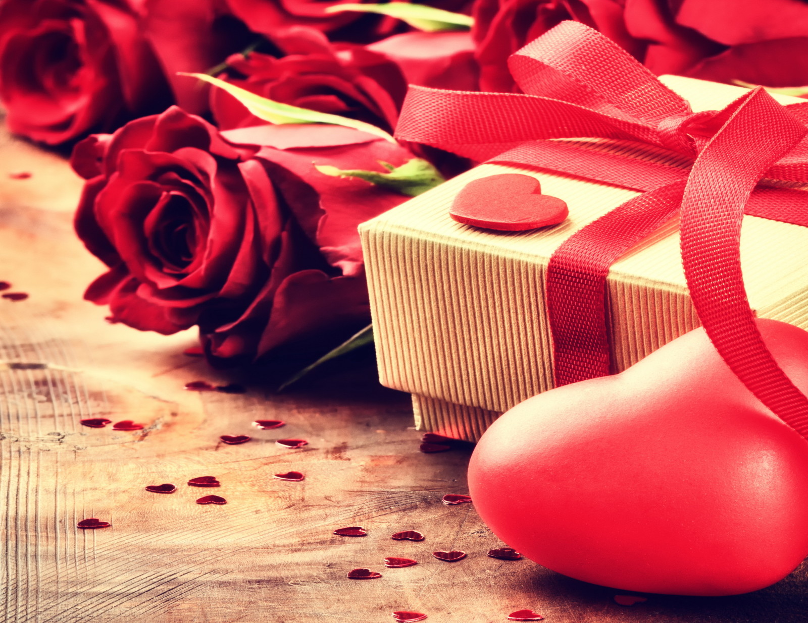 Liebe, romantisch, Valentinstag, Geschenk, Rosen, Herz