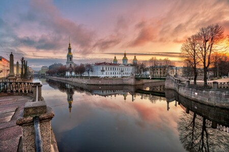 l'automne, bâtiment, canal, Dôme, Ed Gordeev, Eduard Gordeev, Gordeev Edward, Cathédrale Nikolsky