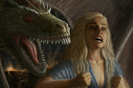 A song of Ice and Fire, art, Daenerys Targaryen, dragon, emotions, Game Of Thrones, girl, Rage