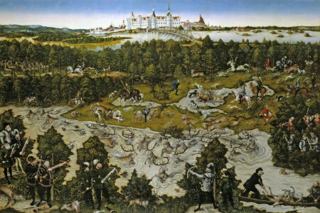 paysage, Lucas Cranach The Elder, image, rivière, des arbres