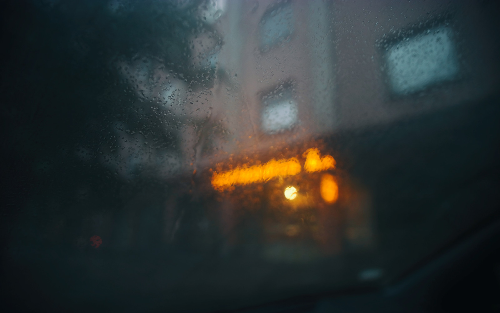 bokeh, a cidade, vidro, chuva, gotas