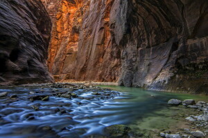 desfiladeiro, caverna, natureza, rio