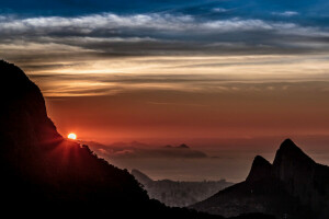 mraky, panoráma, Rio de Janeiro, mesto, obloha, slnko