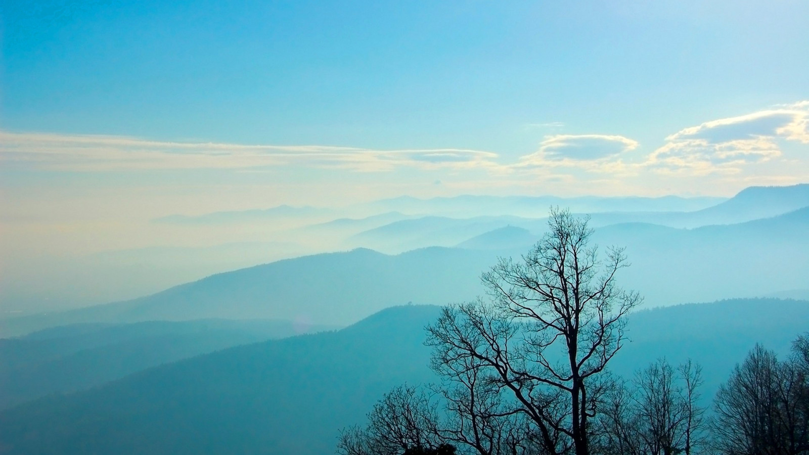 natureza, o céu, árvores, nuvens, montanhas