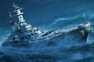 Battleship, Missouri, storm