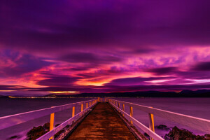 glow, mountains, New Zealand, night, pierce, the bridge