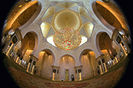 Abu Dhabi, arquitectura, candelabro, religión, el domo, La Gran Mezquita Sheikh Zayed, EAU