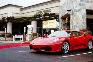 F430, феррари, красный, город