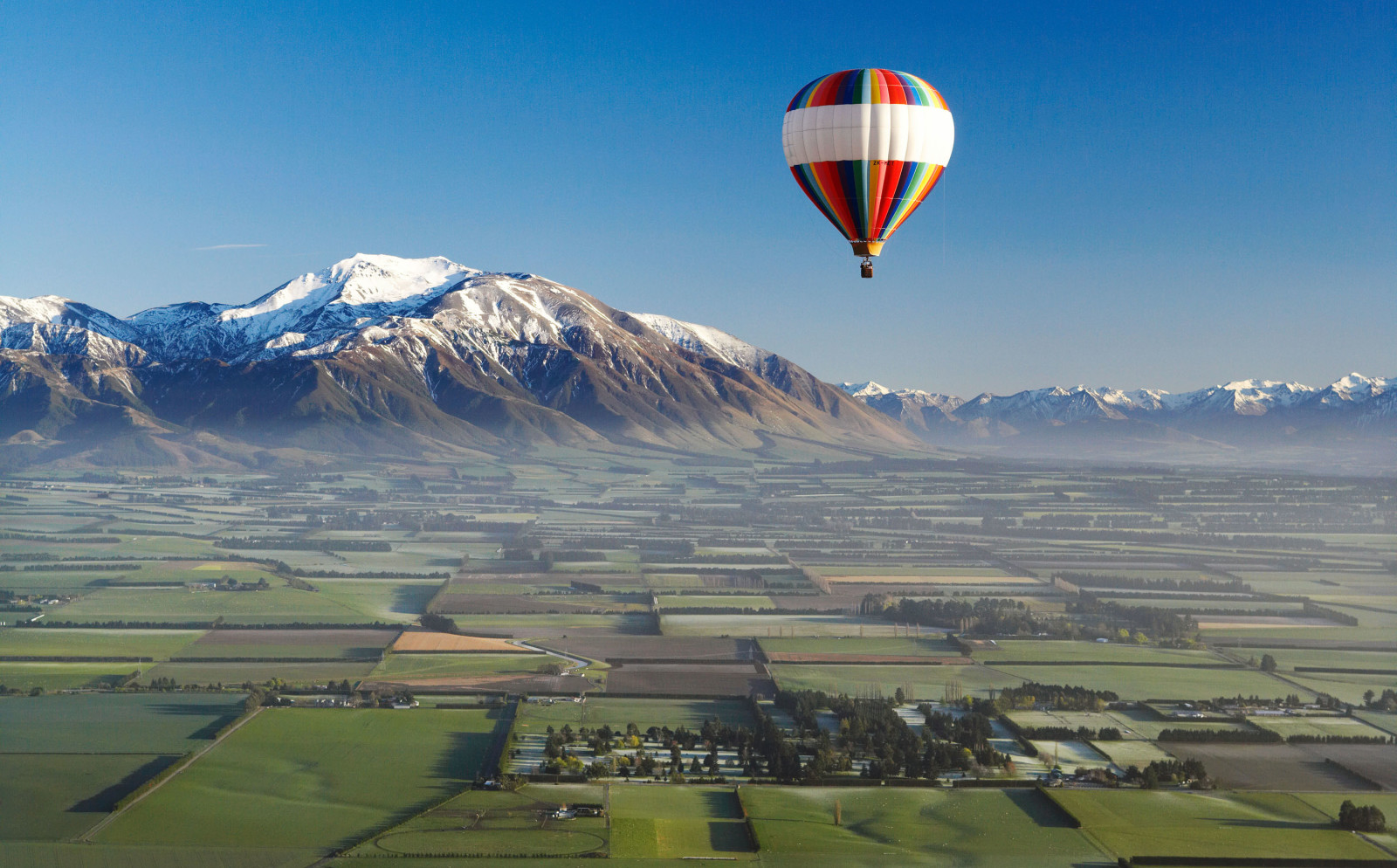 nature, landscape, field, mountains, Balloon, photo