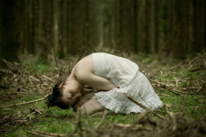 forest, girl, mood