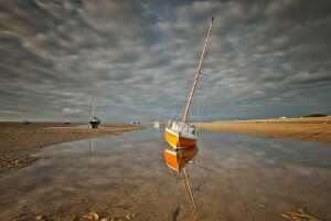 barcos, mar, encalhado