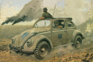 amphibiens, Armée, art, voiture, poussière, quatre roues motrices, allemand, Machine