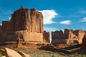 des nuages, Monument Valley, montagnes, rochers, Le ciel, Etats-Unis