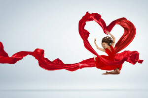 dance, dress, fabric, girl, heart