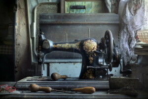 background, junk, sewing machine