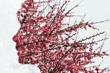 visage, fleurs