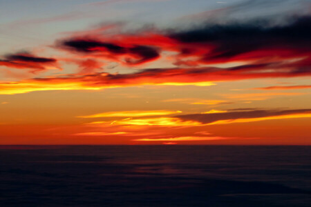 clouds, glow, sea, shore, the sky, Tide