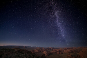 Buttes, Desert, horizon, space, stars, the milky way