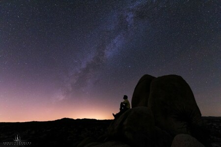 ammirazione, Kenji Yamamura, persone, fotografo, seduta, stelle, la via Lattea