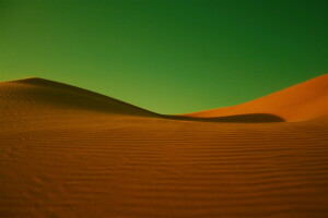 Barkhan, Deserto, verde, Areias, o céu