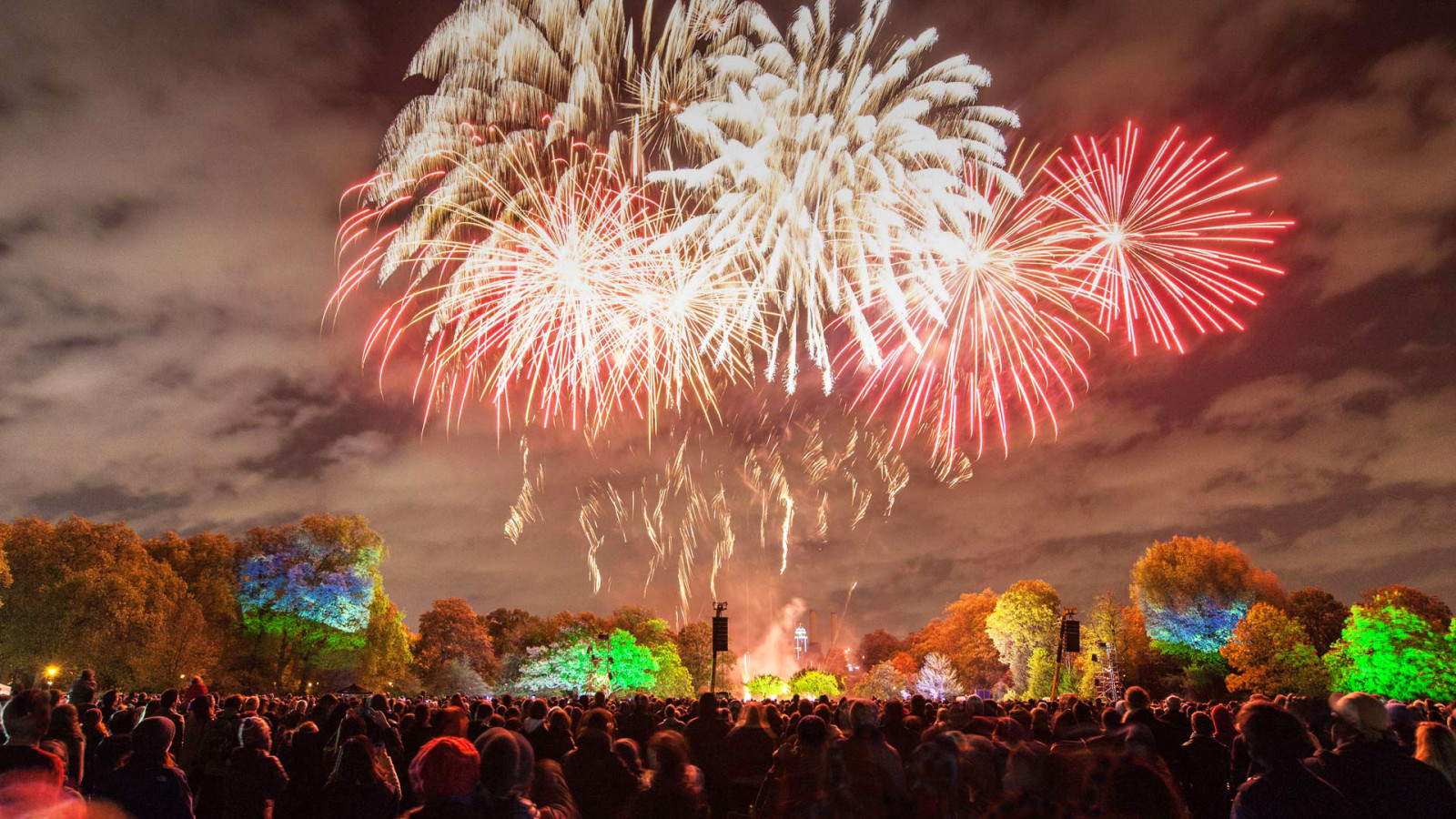 Parco, luci, Inghilterra, Londra, fuochi d'artificio, saluto