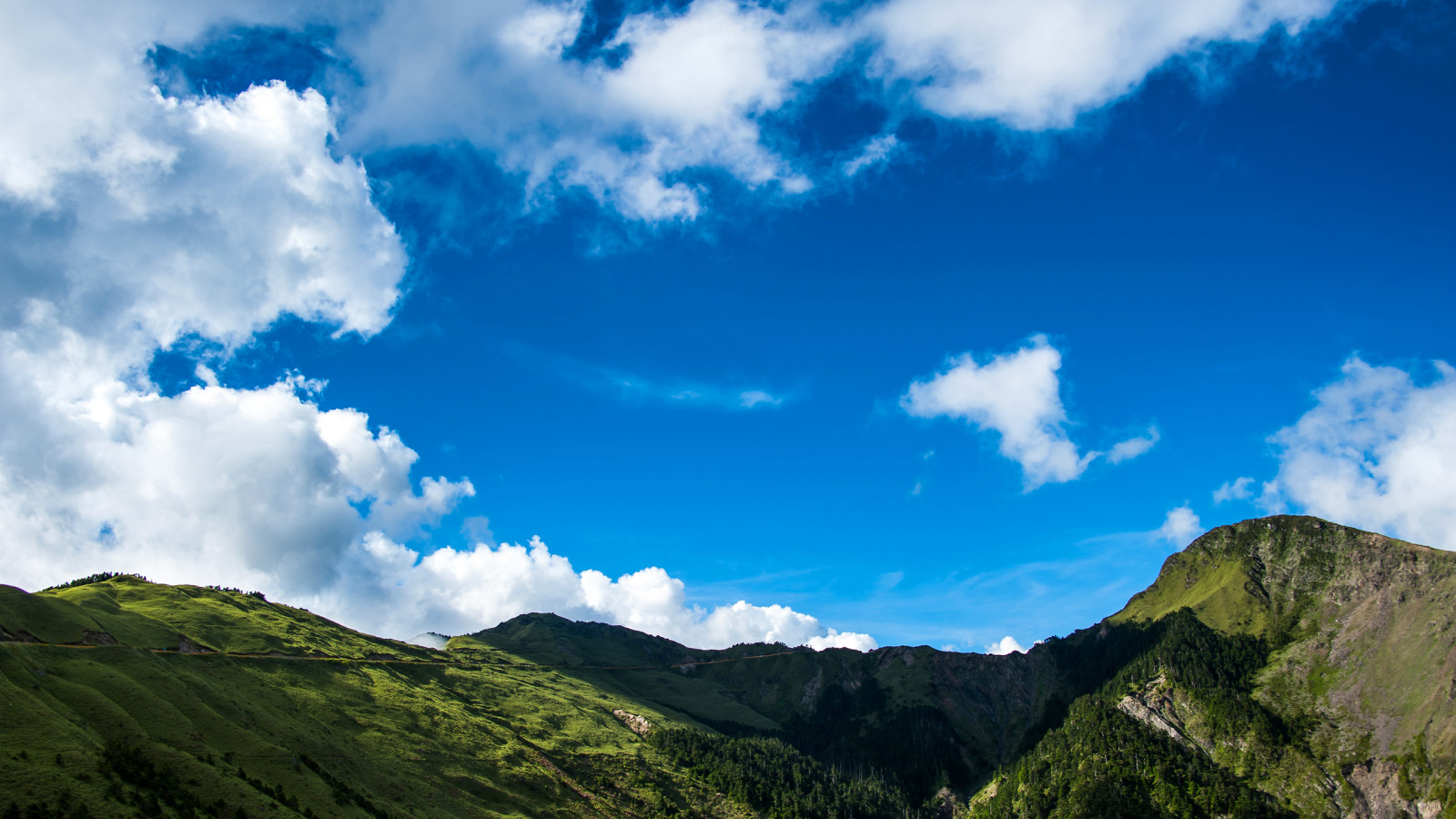 himlen, skyer, bjerge, toppe