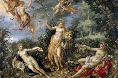 fleurs, genre, Mythologie, image, Les quatre éléments