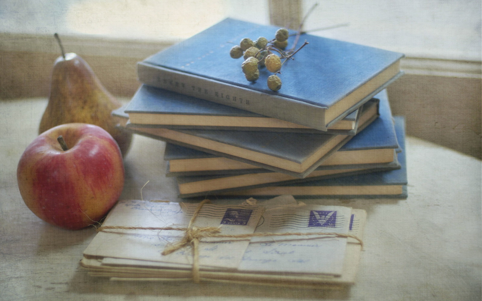 sfondo, libri, Mela, lettere