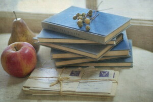 apple, background, books, letters