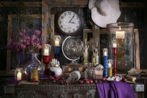 chest, flowers, hat, Still life, watch