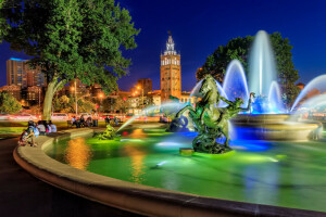 zona, Country Club Plaza, fuente, Fuente conmemorativa de JC Nichols, ciudad de Kansas, Misuri, escultura