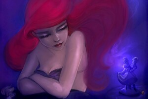 desenho animado, Disney, estatueta, mãos, Veja, cabelo vermelho, a pequena Sereia