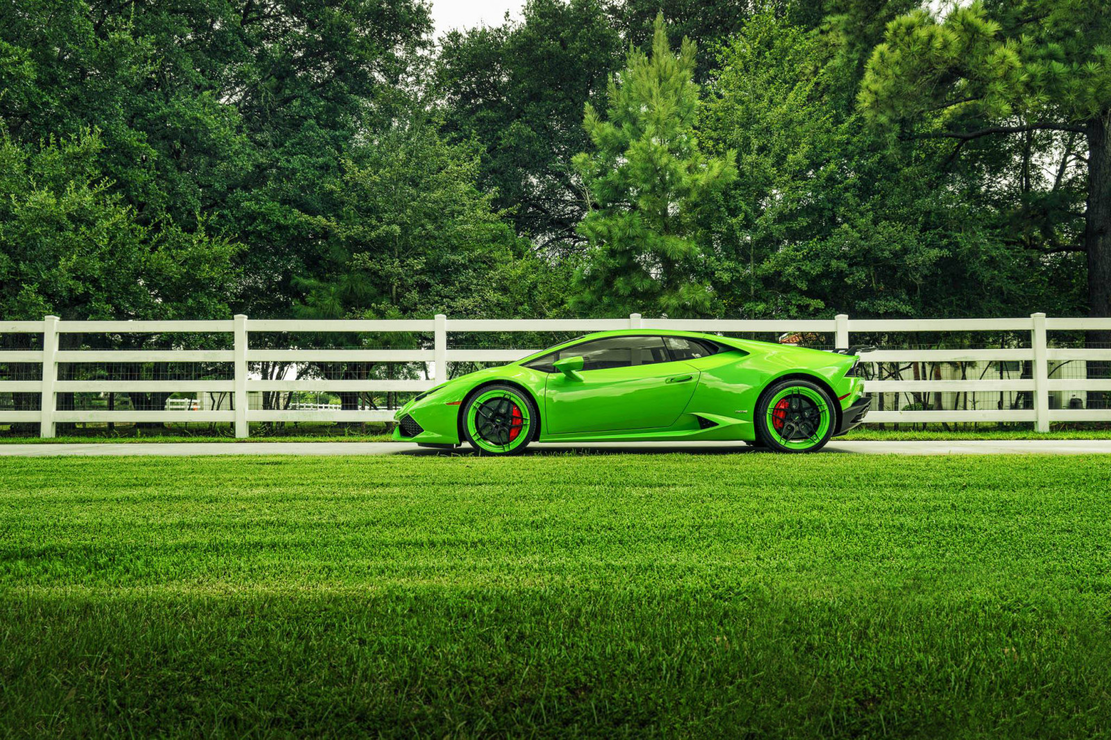 Lamborghini, superdeportivo, color, verde, Huracan, lado, ruedas, Adv.1