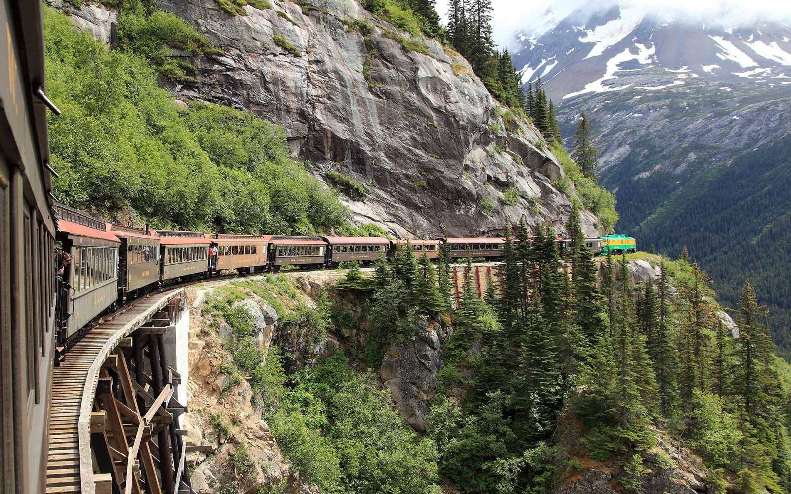 foresta, Montagna, Alaska, Skagway, ferrovia bianca del passaggio