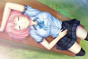 arte, ayame no machi para ohimesama, Banco, menina, kazuharu kina, dormir