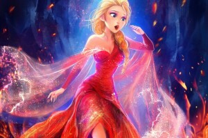 Disney, vestito, Elsa, fuoco, Congelato, Regina, Regina delle nevi