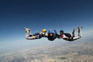 AFF, bril, hoeden, instructeurs, Parachute, parachutespringen, skydivers, de lucht