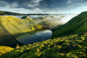 montanhas, natureza, o céu