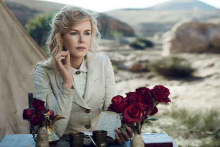 2015, actrice, à la table, blond, costume, journal, la nature, Nicole Kidman