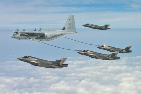 Bombefly, C-130J, F-35B, Fighter, Militær transport, optankning, Super Hercules, flyet