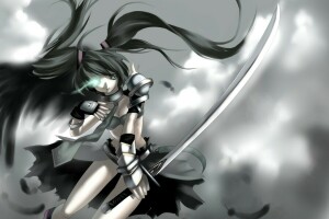 artă, fată, Hatsune Miku, Katana, VOCALOID, arme, yykuaixian