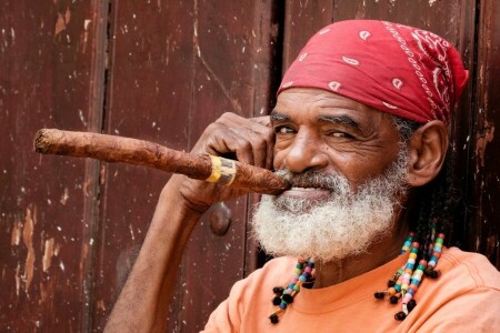 barba, cigarro, Cuba, el anciano