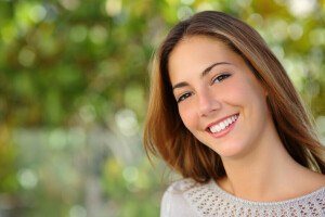 yeux, fille, Regardez, maquillage, sourire