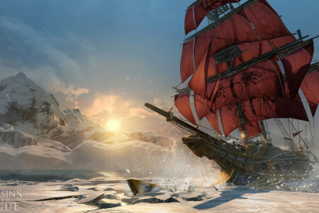 Asasin, Asasins Creed Rogue, Assassin’s Creed, Hunter, Killer, Northern Lights, sails, sea