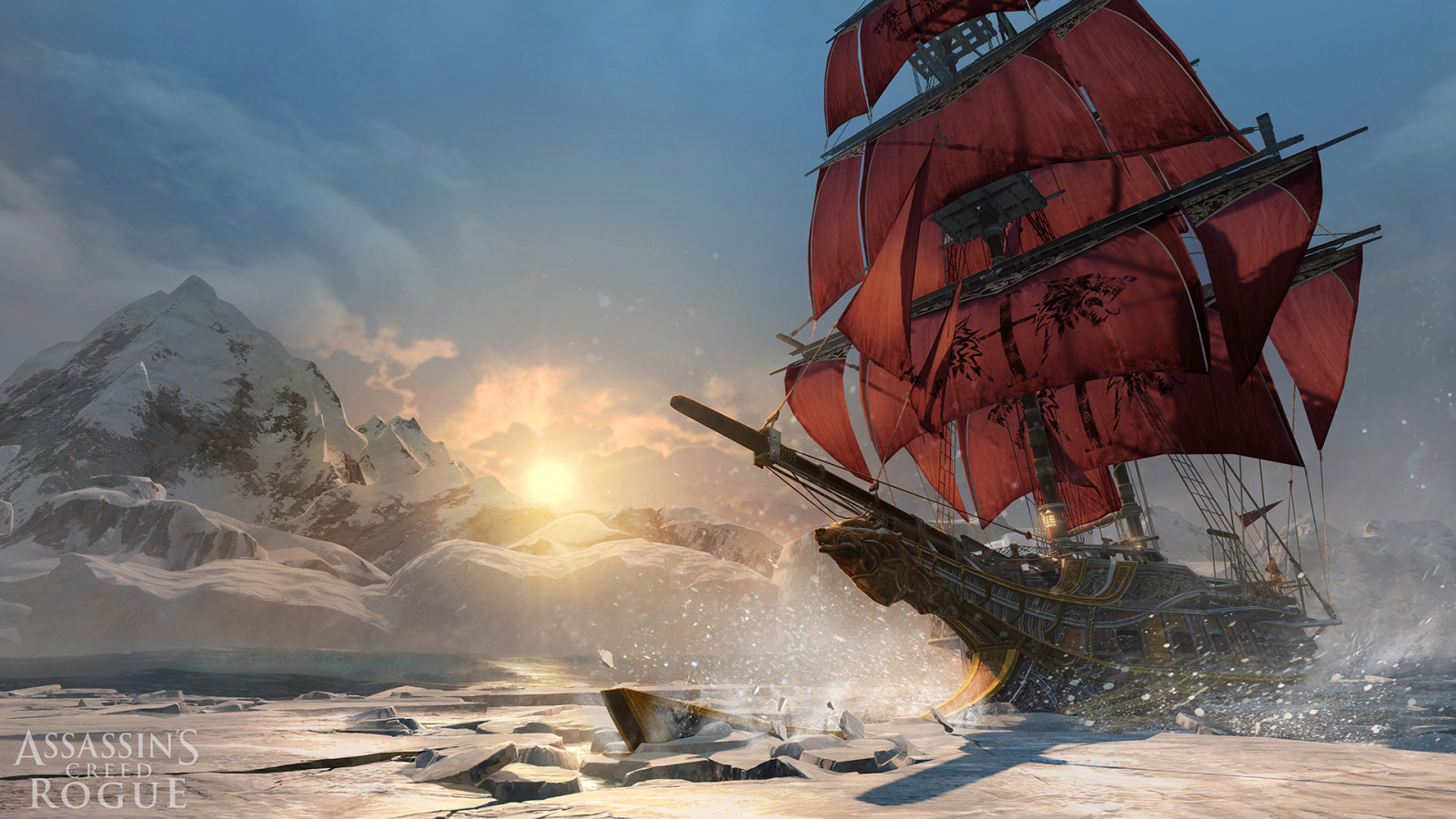 winter, sea, ship, Killer, Northern Lights, Assassin’s Creed, Hunter, sails