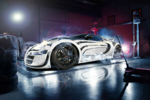 Blanc, Bugatti, Garage, Licht, Pur, rook, sport, super