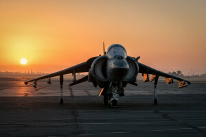 "Harrier" II, saldırı, AV-8B, Harrier II, gün batımı