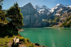 lago, paisaje, montañas, naturaleza, camino, foto, tienda