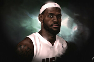 basquetebol, face, calor, Bater, Lebron James, Miami, NBA, retrato