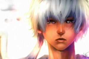 umenie, pozadie, tvár, Gintama, chlapík, Sakata Gintoki, sushi-master901, biele vlasy